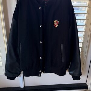 Porsche Black Varsity Jacket with Logo Patch